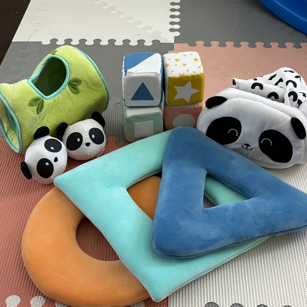 Panda Crate Plush Toy Set with Shapes